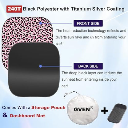 Windshield Sun Shade Car Sunshade Truck Accessories Large (Pink Leopard / Large)