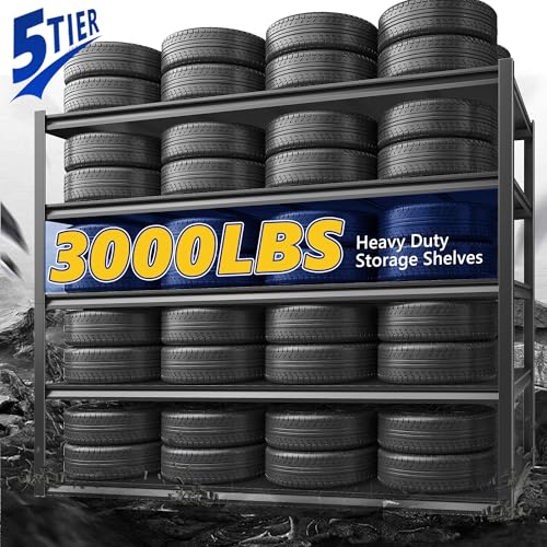Garage Shelving 48.2" W Storage Shelves 3000LBS Metal Shelving Heavy Duty Adjustable Metal Shelf 5 Tier Pantry Shelves for Basement Warehouse Supermarket 72.2" H x 24.2" D x 48.2" W (72.2"H x 24.2"D x 48.2"W)