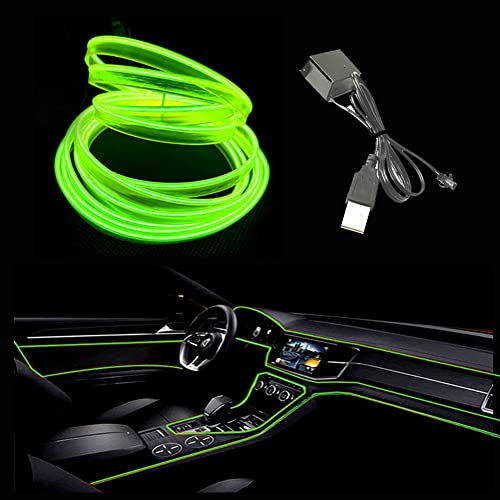 El Wire Lemon Green Interior Car LED Strip Lights (Lemon Green / 10 M)