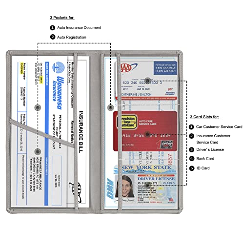 Car Registration & Insurance Card Holder (Grey)