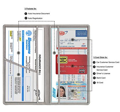 Car Registration & Insurance Card Holder (Grey)