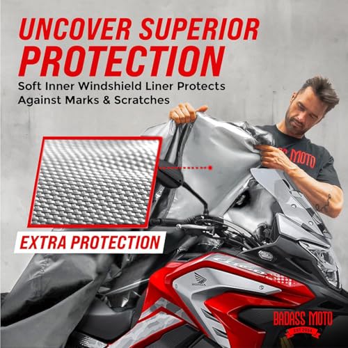 Waterproof Outdoor Motorcycle Cover for Adventure Bikes (Light Gray / [ADV] 99"L x 41"W x 63"H)
