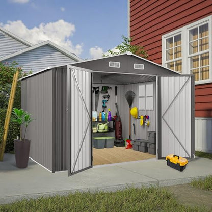 10x8 FT Outdoor Storage Shed with Window (Gray / 10x8ft Standard)