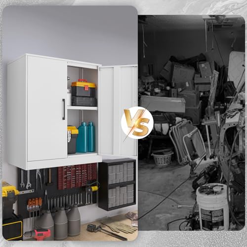 Locking Storage Cabinets (27.95"H Metal Handle / White)