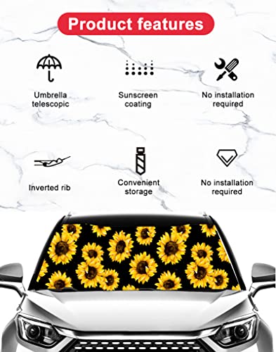 Sunflower Umbrella Sunshade for Car (One Size / Sunflower)