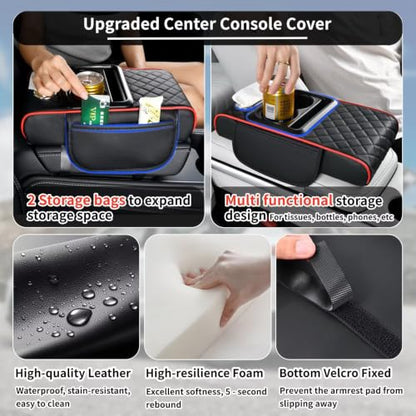 5-in-1 Center Console Cover Fit for Kia Carnival #005 Redline (Fit for Kia Carnival / #005 Black&Red)