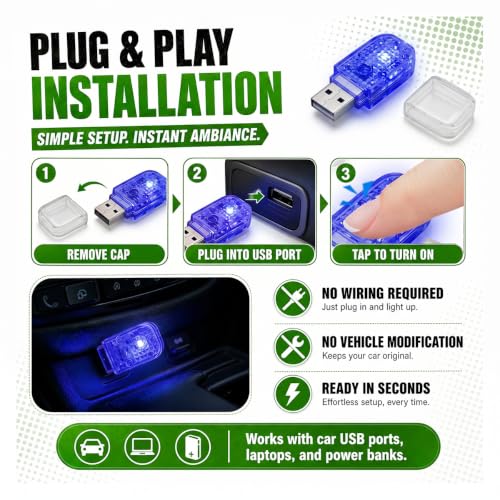 2PCS USB LED Car Night Light Bulb (Blue)