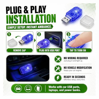 2PCS USB LED Car Night Light Bulb (Blue)