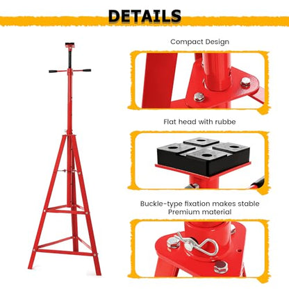 Adjustable Under Hoist Tripod Stand 2 Ton High Lift Jack Stand Reach (Red)