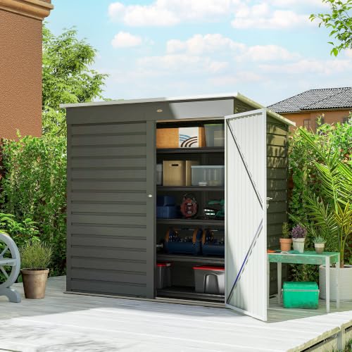 6' x 4' Metal Garden Tool Shed Small Outdoor Tool Shed Light Gray (Light Gray)