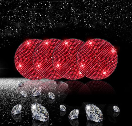 4pcs Bling Car Cup Holder Coaster (Red / 4pcs)