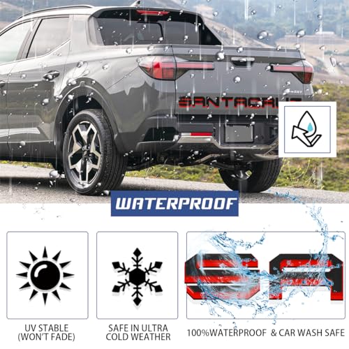 Tailgate Insert Letters Compatible for 2022 2023 2024 2025 Santa Cruz 4D Raised Tailgate Decal Letters (Red Edge Black Faced)