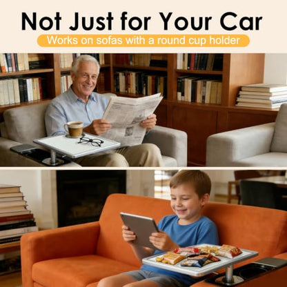 Car Desk for Laptop 360° Rotating Tesla Tray with Cup Holder Phone Stand (𝗦𝗾𝘂𝗮𝗿𝗲 · White / 𝗔𝗺𝗮𝘇𝗼𝗻 𝗖𝗵𝗼𝗶𝗰𝗲)