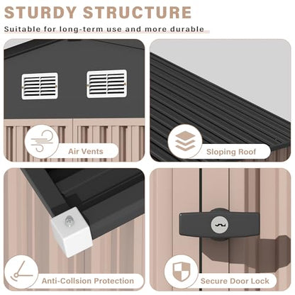 6x8 FT Metal Storage Sheds Outdoor (Brown / 6x8FT)