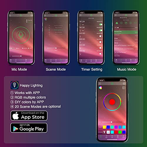 Car Interior Lights with APP Control 16 Million RGB Colors Strip Lights with Music Sync Mode and Multiple Scene Options for Cars Trucks SUVs (LED Strip Lights - APP)
