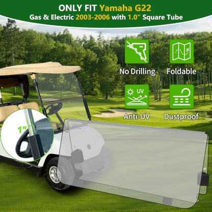 Golf Cart Foldable Windshield 3 (Clear)