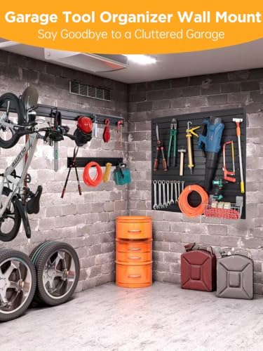 Slatwall Panels Garage Tool Organizer Wall Mount Garage Slat Wall Storage Systems (Black / 4pcs-4ftx0.6ft)