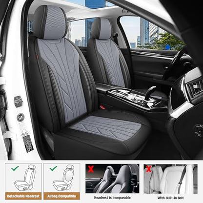 Luxury Faux Leather&Fabric Car Seat Covers Full Set with Breathable 3D Foam Back Support