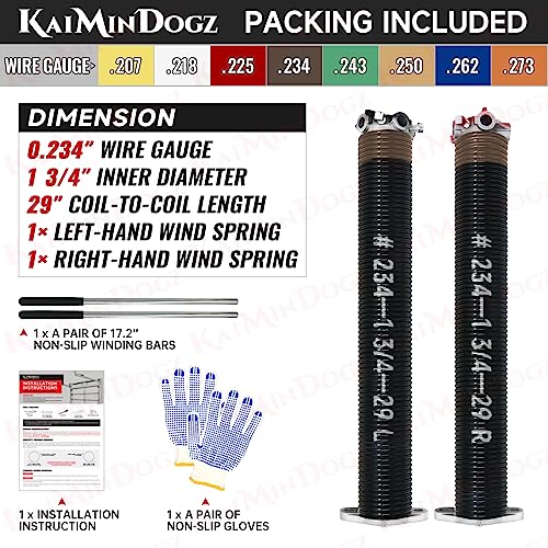 Pair of 1.75" Garage Door Torsion Springs Set with Non (0.234X1.75"X29")