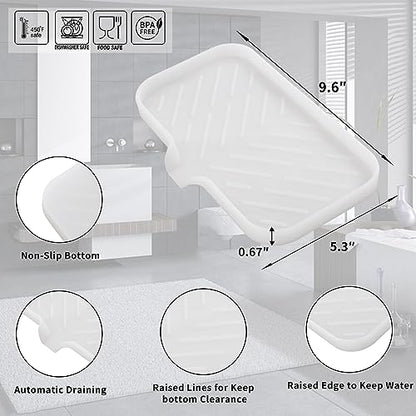 Silicone Soap Dish with Drain Spout (Translucent / M(9.6"×5.3"))