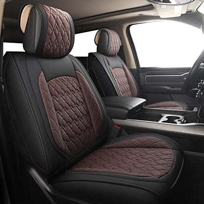 Car Seat Covers for Dodge Ram 2 Pcs Front (2 PCS Front,Black-Brown)