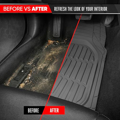 FlexTough LITE Rubber Car Mats Full Set (Full Set Lite (Sedan, Compact) / Gray Lite)