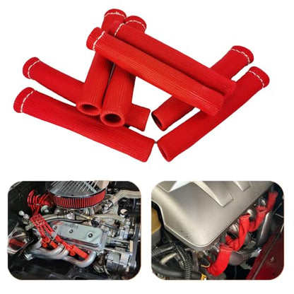 Spark Plug Wire Boots Thermal Protection Insulator Sleeve (red)