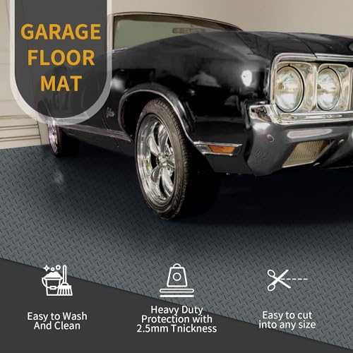 2Rolls 4x6.5FT Garage Floor Mat (2Rolls x 4 x 6.5FT / Grey Diamond)