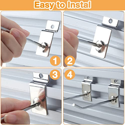 100 Pack Heavy Duty Slatwall Hooks Metal for Garage (6 Inch)