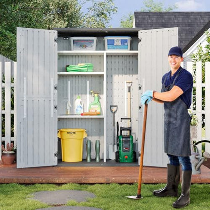 64 Cu.Ft Resin Storage Shed with Metal Shelving Kit & Floor (White / 64 Cu.Ft)