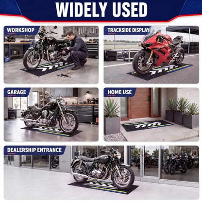 Motorcycle Garage Mat Non Slip (Arrow Style / 78 X 31 Inch)