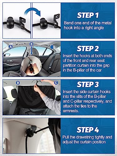 Set of 3 Car Privacy Curtain