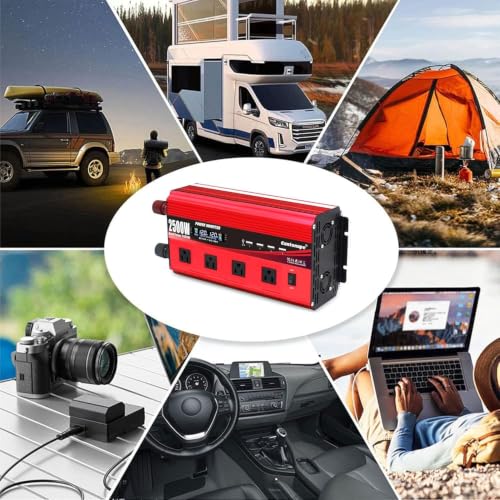 2500W Power Inverter 12V to 110V (Red / 2500W-12V)