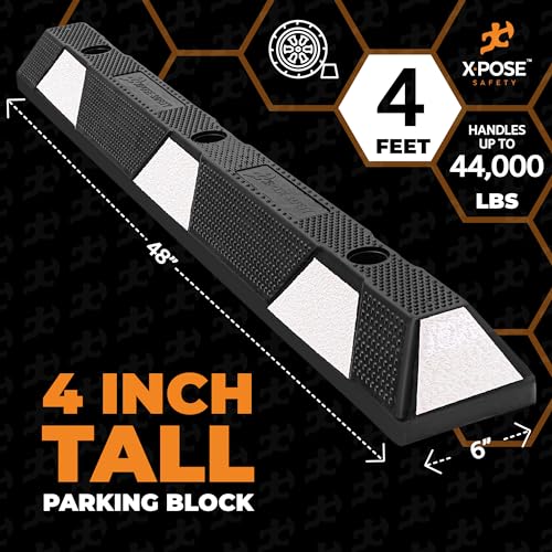 48" Heavy Duty Rubber Parking Stopper (White Parking Stoppers / 48 Inch)