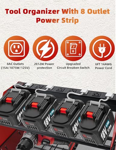Power Tool Organizer wtih Charging Station (Red)