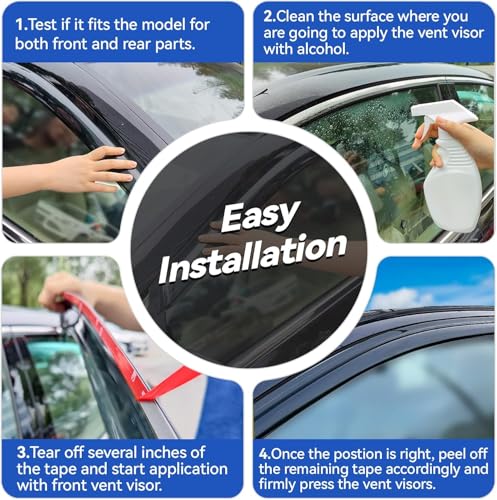 Window Visors Rain Guards for 2007 (2007-2013 Toyota Yaris Sedan)