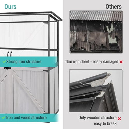 Outdoor Storage Cabinet with Adjustable Shelves (Off White)