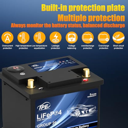 Car Start Stop System BCI Group26 LiFePO4 Lithium (Group26 Buttons)