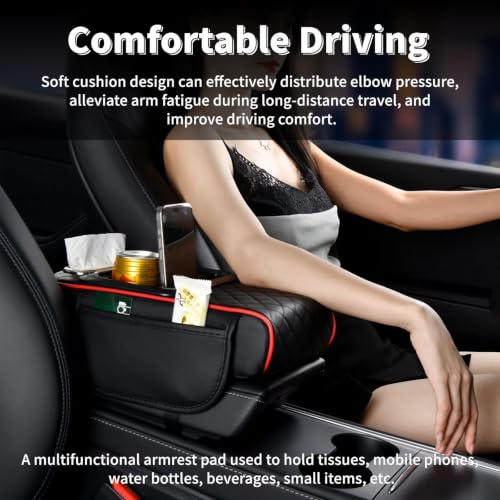 5-in-1 Center Console Cover Fit for Kia Seltos #005 Redline (Fit for Kia Seltos / #005 Black&Red)