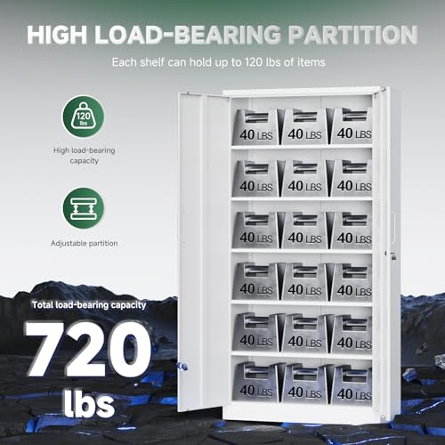 Metal Storage Cabinets with Lock Door (71 X 32 X 16 In(H X W X D) / White)
