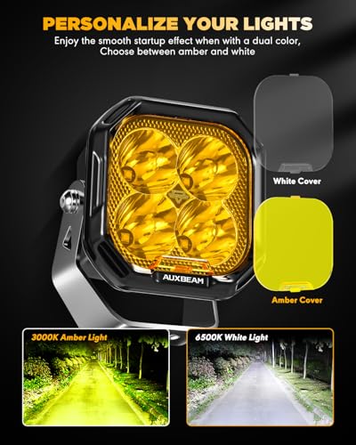 Color Play Series 3 Inch LED Pod Lights with DRL & Turn Signal (Color Play 3 Inch Amber/White Spot & DRL)