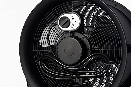 fans - 14”-Blade High-Velocity Pedestal Drum Fan Industrial Grade (Black, 4-in-1): 2,300 CFM, 4-Speed, 360 Degree Adjustable Tilt, Dual Ball Bearing Motor with Die-Cast Cover (HVPD-14AC-BLK) (Black / Pedestal)