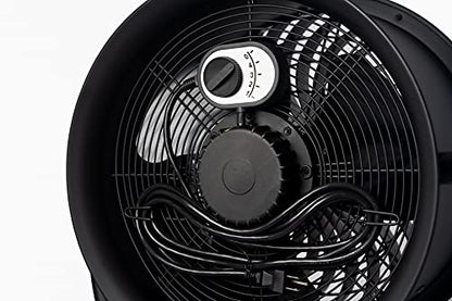 fans - 14”-Blade High-Velocity Pedestal Drum Fan Industrial Grade (Black, 4-in-1): 2,300 CFM, 4-Speed, 360 Degree Adjustable Tilt, Dual Ball Bearing Motor with Die-Cast Cover (HVPD-14AC-BLK) (Black / Pedestal)