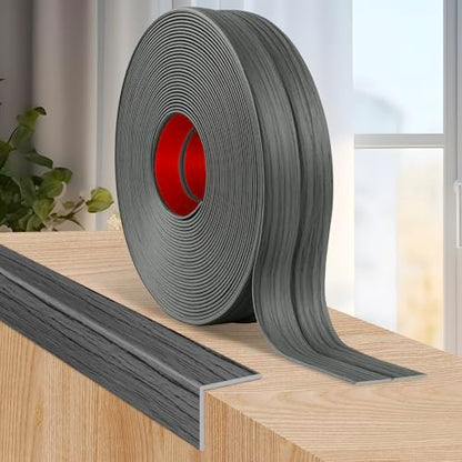 Wall Corner Protector Peel and Stick Corner Trim Molding (2.4 In x 40 Ft / Deep Gray Wood)