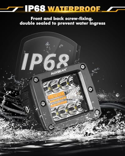 3 Inch LED Pod 6 Modes Amber White 72W Combo Beam Offroad Light Bar (Amber White 3")