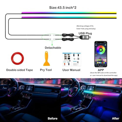 Acrylic Interior Car LED Strip Lights (2 Pieces)