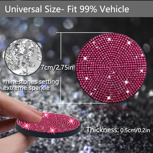 2pcs Bling Car Cup Holder Coaster (Rose Red / 2pcs)