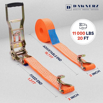 Tie Downs Ratchet Straps 2 inch X 20 ft 11000 Lbs MBS (2 inch X 20 ft 11000 lbs)