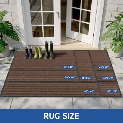 Front Door Mat (2' x 6' (Rectangular) / Brown-stripe)