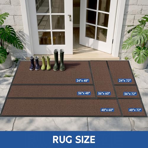 Front Door Mat (4' x 8' (Rectangular) / Brown-stripe)
